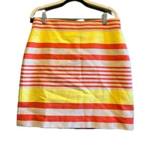 Ann Taylor size 8 coral/yellow/ white back zip skirt striped